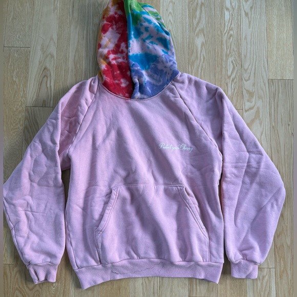 Cherry LA x United Arrows & Sons Pink Hoodie with Tie-Dye Hood - Picture 2 of 7